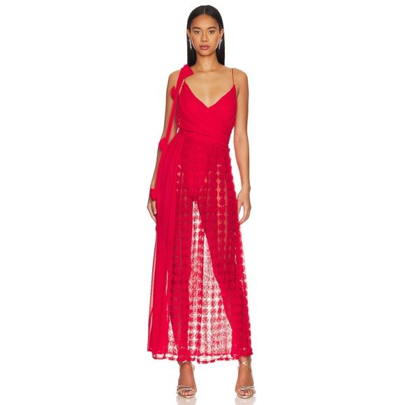 NEW For Love and Lemons Hannah Maxi Dress Red Small - Picture 3 of 17